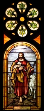 Jesus, our Good Shepherd. David's Star Lutheran Church, Jackson, WI. Used with permission from WELS Stained Glass.org.